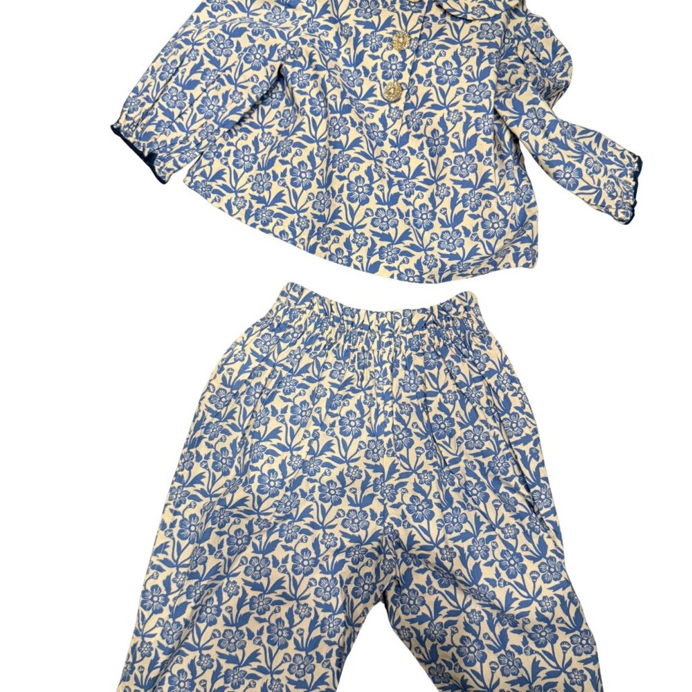NWT Pink Chicken Girls Summer Cotton Blouse and Pant Set 3/6M - Picture 2 of 8